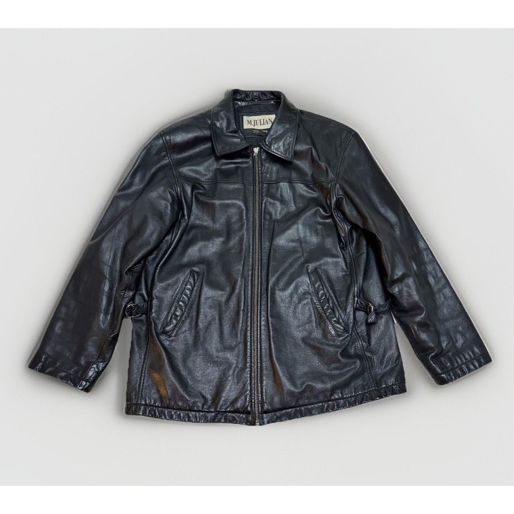 Wilson's Leather VTG Men's Bomber Biker Moto‎ Jacket Black Grunge Large 90s Punk